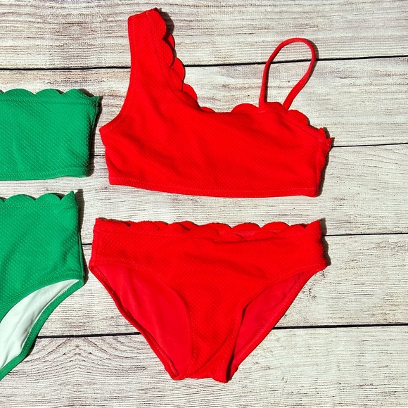 Scallop-Trim Two -Piece Swimsuits for Girls - Picture 2 of 5